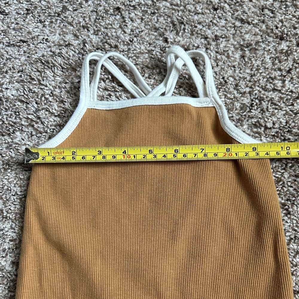 Kids Ribbed Tank & Shorts Matching Set in Mustard with White Trim - Picture 8 of 9